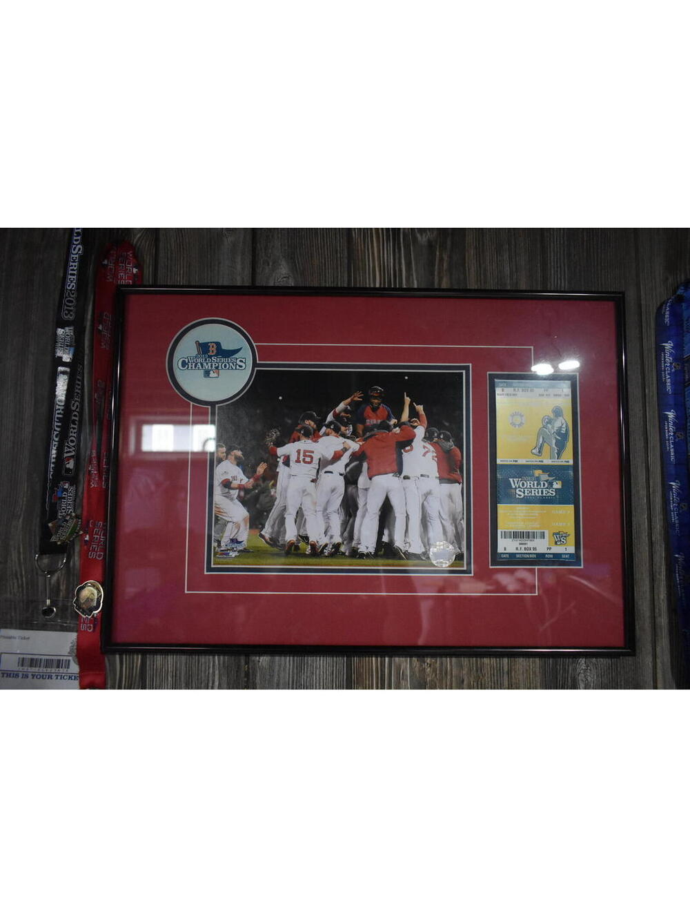 Boston Red Sox 2013 World Series Framed Photo Ticket Display & Lanyard Lot